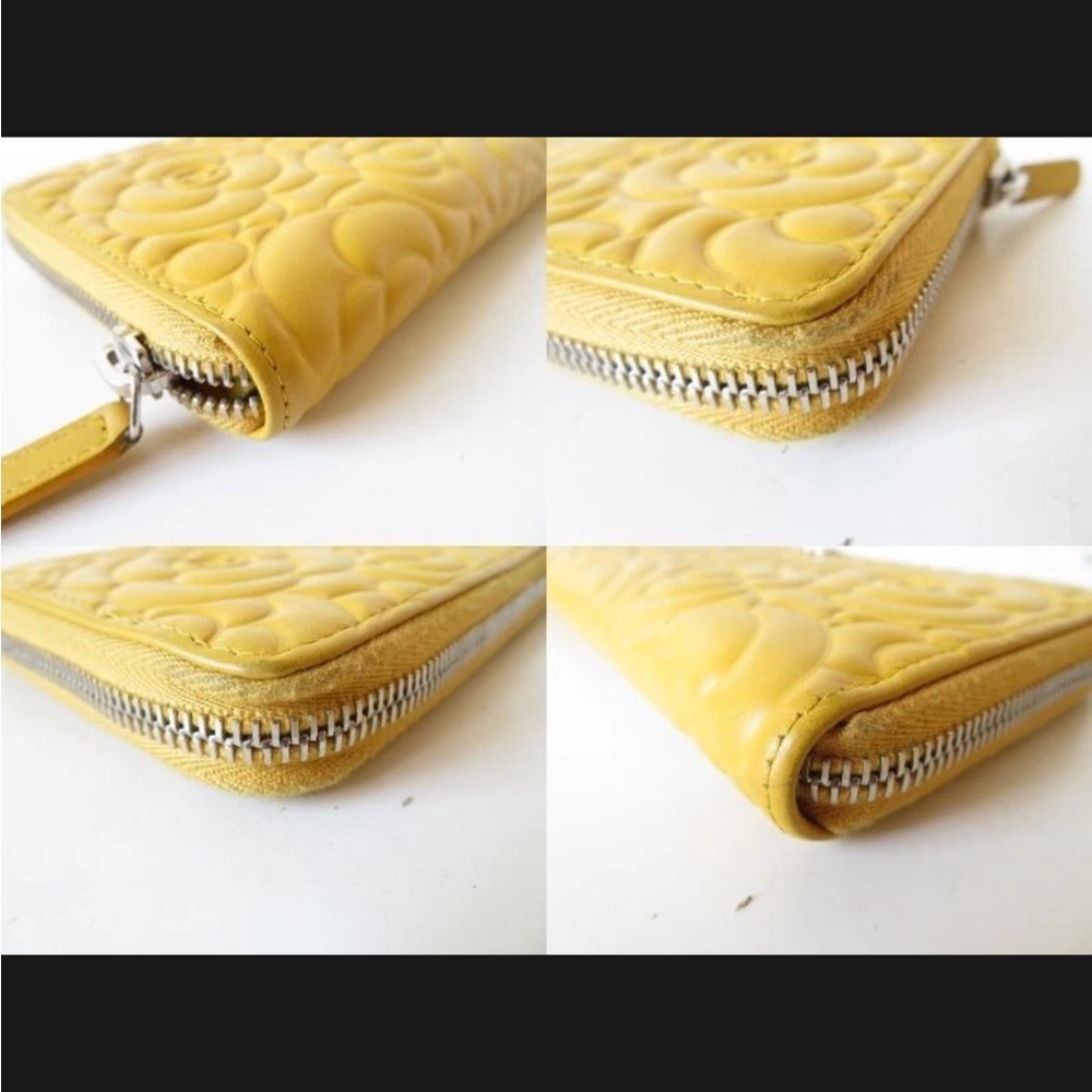 💛 Authentic CHANEL Camellia Leather Around Zip Zippy Long Wallet - Picture 10 of 15